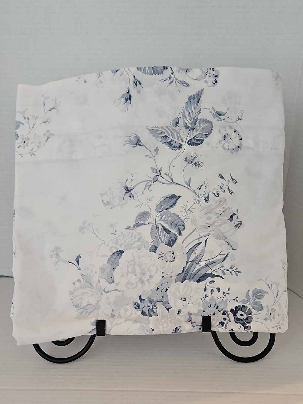 Cabbage Rose Elegant Blue Floral Trellis Cotton King Flat Sheet
